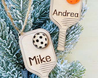 Personalized Pickleball Ornament | Pickleball Personalized Gift | Wooden Christmas Ornament | Sports Christmas Gift