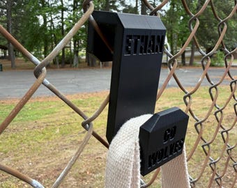 Personalized Sport Bag Hook | Chain Link Fence Hook for Pickleball, Tennis, Soccer, Baseball, Football