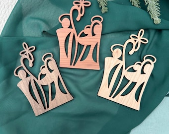 Simple Wooden Nativity Ornament: Walnut, Cedar, Birch