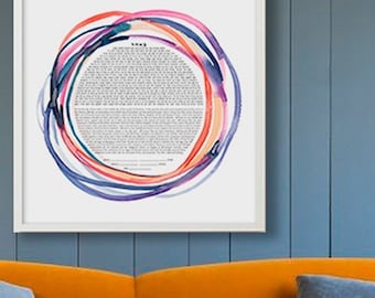 Ketubah Art || CIRCLING || Jewish marriage certificate || commitment ceremony || wedding vows || paper anniversary || ketubah modern