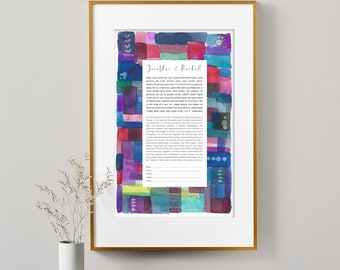 Ketubah Art || DREAMCOAT || Jewish marriage certificate || commitment ceremony || wedding vows || paper anniversary || ketubah modern