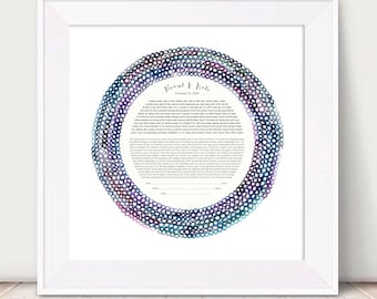 Ketubah Art || HONEYCOMB || Jewish marriage certificate || commitment ceremony || wedding vows || paper anniversary || ketubah modern