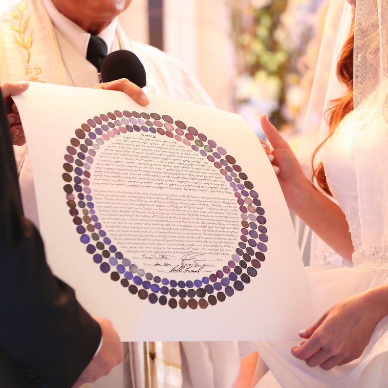 Ketubah Art THREE RING Jewish marriage certificate commitment ceremony wedding vows paper anniversary ketubah modern image 9