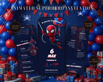 Animated Superhero Spiderman Birthday Invitation Website | Video Invite with RSVP, Countdown | Interactive Kids Party Link