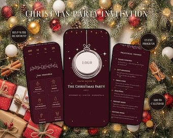 Sitio web de invitación a la fiesta de compañeros de trabajo de la empresa / Invitación interactiva para las fiestas navideñas corporativas con confirmación de asistencia, cuenta regresiva y programa / Evento de oficina