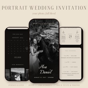 Photo Wedding Invitation Website | Interactive Digital Invite with RSVP, Countdown | Your Portrait Full Screen, Modern image 1