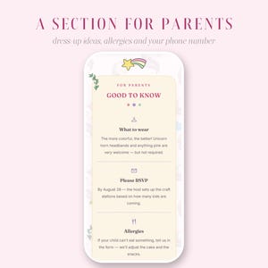 Invitación de cumpleaños de unicornio interactiva / Invitación digital personalizada con confirmación de asistencia y cuenta regresiva / Tema de unicornio floral rosa imagen 5