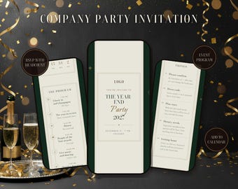 Company Party Invitation Website | Interactive Corporate Event Invite with RSVP, Countdown, Program | Year-End Gala