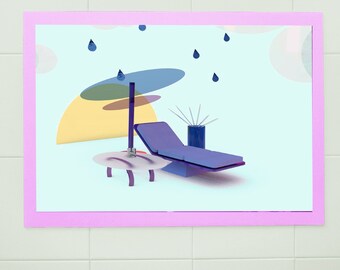 Pool Lounge Szene Wand Dekor Print