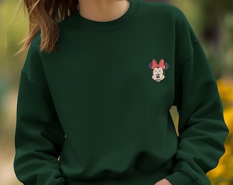 Minnie Mouse Embroidery Comfort Colors Sweatshirt Disney, Embroidered Sweater, Disney Trip, Couple Matching Disney Vacation Sweatshirt