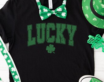 Lucky Shamrock Shirt,Lucky Varsity Shirt, Retro St Patrick's Day Gifts,Lucky Day Shirt,Lucky Clover Tshirt, St Paddys Day Group Girls Shirts
