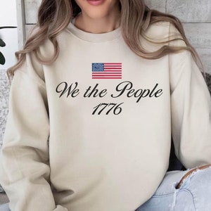 We The People Embroidered Sweatshirt,USA Flag Embroidery Sweater,1776,American Apparel,4th of July, Independence Red White Blue,Patriot Gift