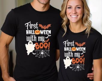First Halloween With My Boo Shirt, Couples Halloween Shirt, Funny Ghost Shirt, Matching Spooky Shirts, Fall Couple Tee, Ghost Tee,Couple Tee