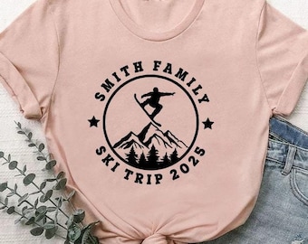 Ski Trip 2026 Matching Family Vacation Custom T-Shirt, Skiing Group Trip Shirt,Skier Gift, Winter Sports T-Shirt,Family Snowboard Trip Shirt