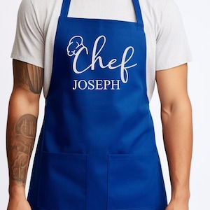 Chef Apron with Custom Embroidered Name, Custom Embroidery Chef Name Apron, Cooking Apron, Chef Kitchen Apron, Mommy Gift Apron,Baking Apron