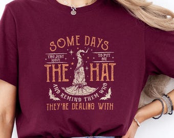 Witch Hat Graphic Tee, Funny Witchy Shirt For Women, Vintage Style Halloween Shirt, Soft Cotton Tee, Magical Witch Gift Idea,Funny Witch Tee