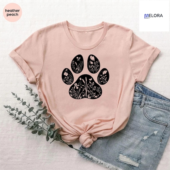 Cute Floral Dog Paw Shirt, Dog Mom T-Shirt, Dog Lover Women Tee, Floral Dog Paw, Dog Mama Gift for Her, Animal Lover Tshirt, Pet Paw Shirt