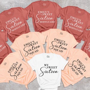 Sweet 16th Birthday T-Shirt,Custom Sweet Sixteen Squad Matching Gift,16 Birthday Party Shirt,Birthday Girl Shirt,Sweet Sixteen Bodyguard Tee