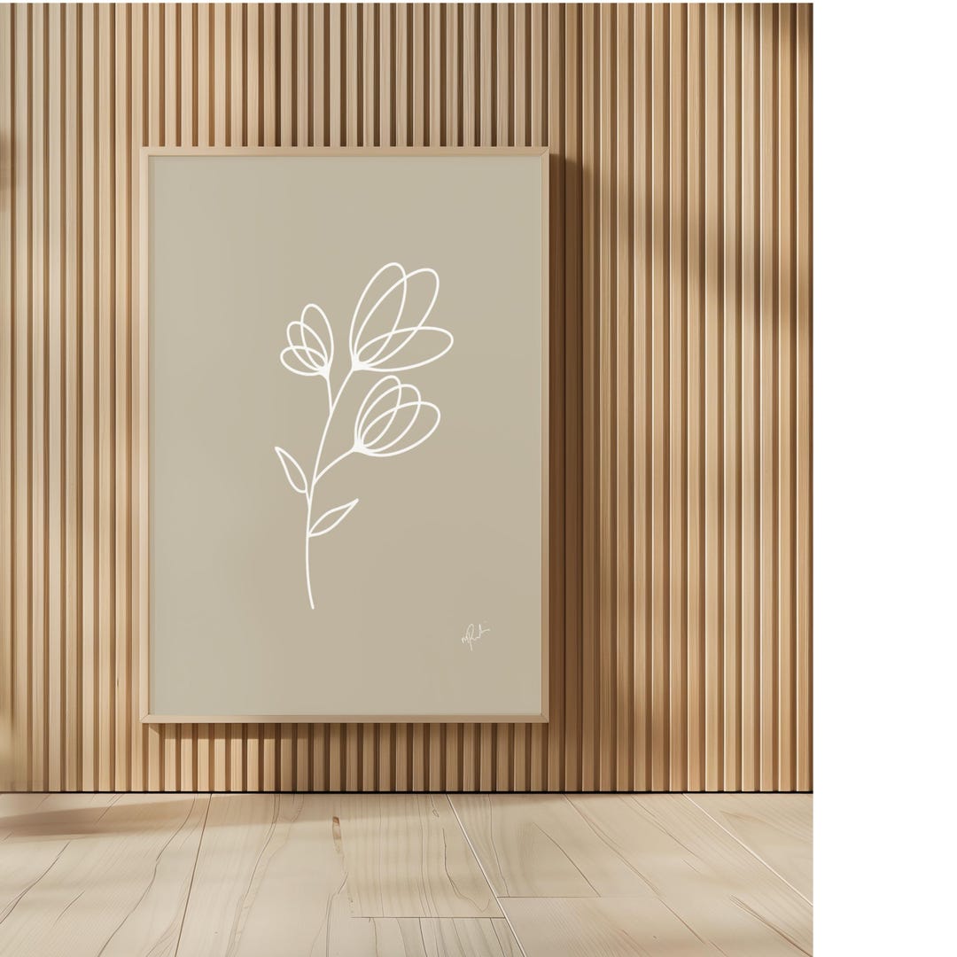 Minimalist Floral Line Art Print | Neutral Botanical Wall Decor ...