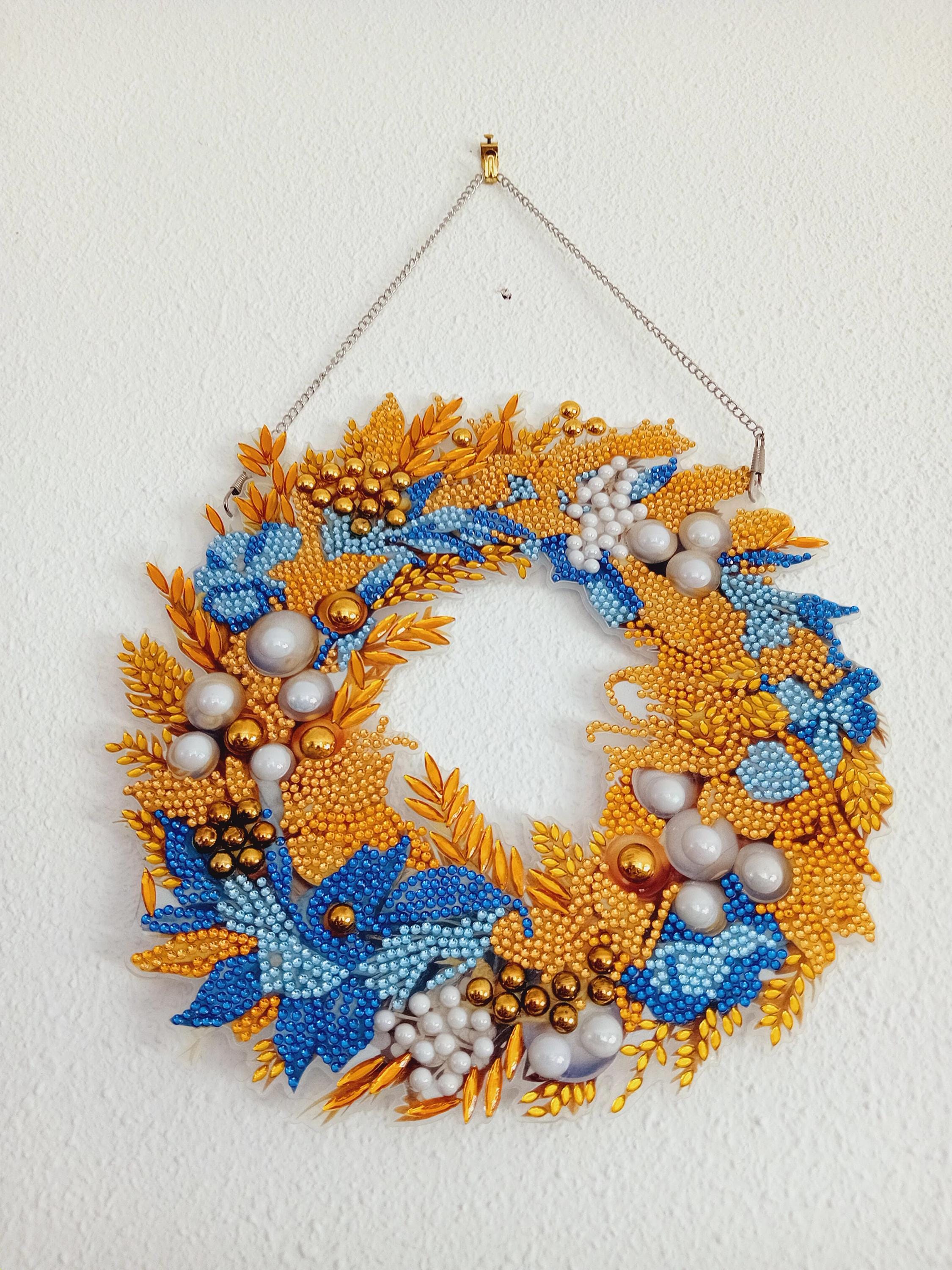 Floral Wreath Wall Hanging Flower Wall Decoration, Handmade Hanging Wreath Rustic Boho Wall Decor Seasonal Home Gift, Gift for Flower Lovers