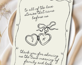 Love Stories Before Us Wedding Sign – Sentimental Photo Display Sign, Customizable Canva Template for Wedding, Legacy, Handwritten, Locket