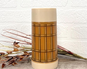 Bouteille isotherme Aladdin vintage à motif à carreaux dans les tons de brun beige années 60 et 70 / Boîte à lunch / Chaud froid