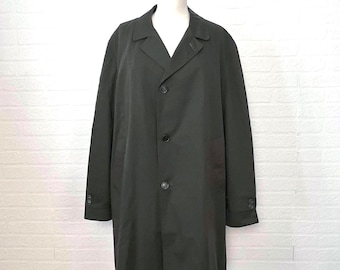 Men's vintage trench coat, classic dark khaki green / Overcoat / Raincoat / Plus size 44T