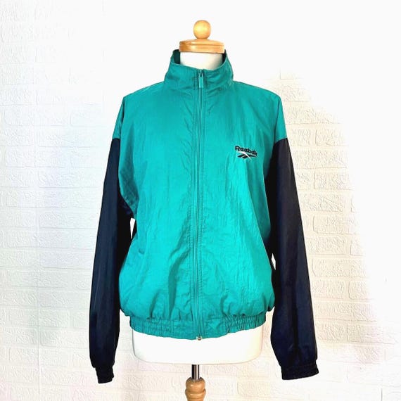 Vintage Reebok Y2K Unisex Track Windbreaker, Green and Black, From