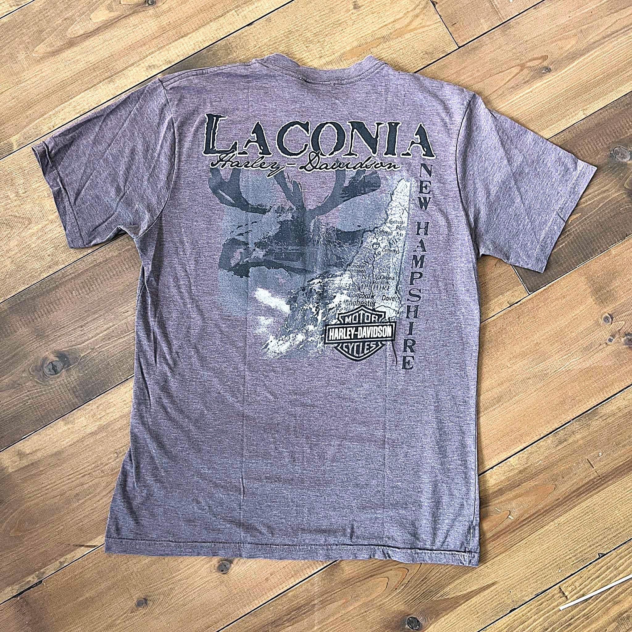 Harley Davidson Laconia New Hampshire Vintage Heather Grey/plum T 