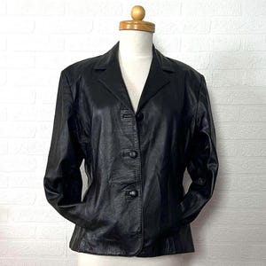 Blazer en cuir souple et mince Vintage Y2K, Vtg circa 90s Pakistan leather