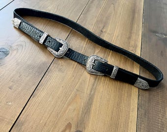 WCM New York Genuine Italian Leather Black Belt Strap and buckle with s-l400.jpg main image 3