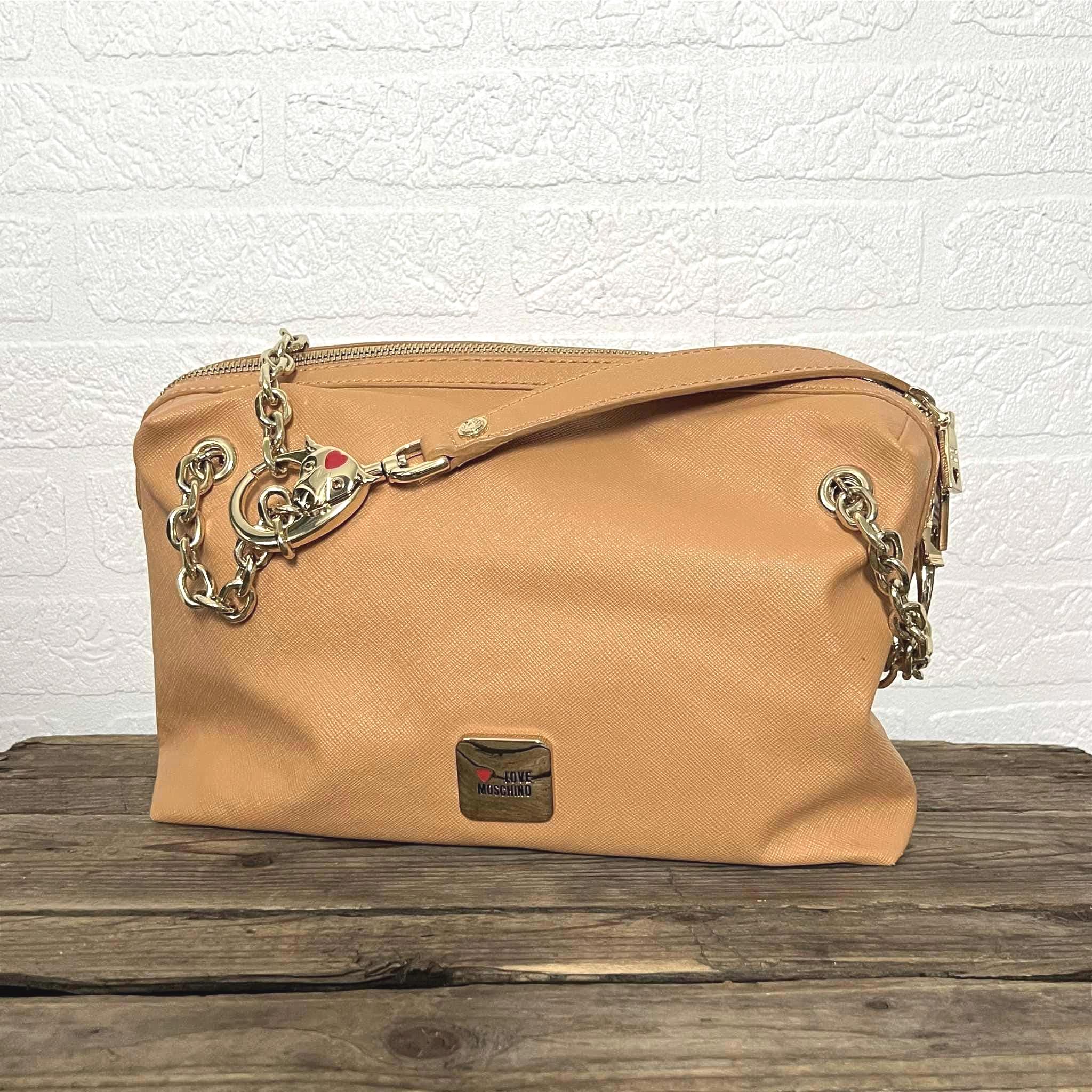 Sac à Main Moschino Authentique En Cuir Beige - Taille Petit - Occasion Bon état Avec Signes D'usure