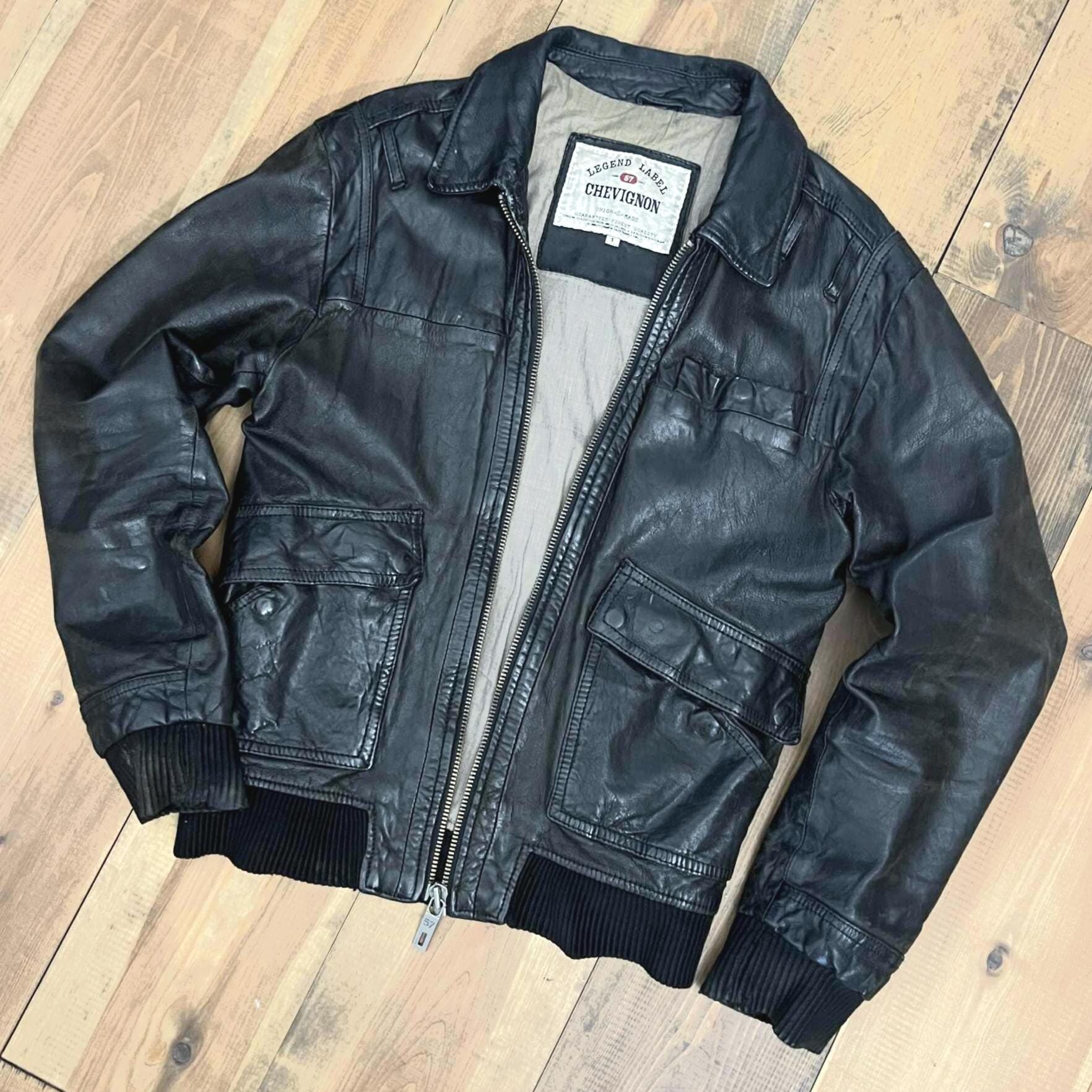 Chevignon Leather Jacket - Etsy