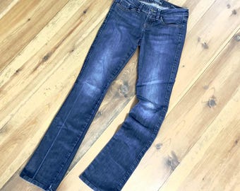 Vintage GUESS low-rise flared jeans, stretch / dark blue Size 25 Y2K dark blue