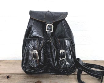Vintage 90s Mini Drawstring Backpack: Black Rave Rucksack - Etsy display picture 1
