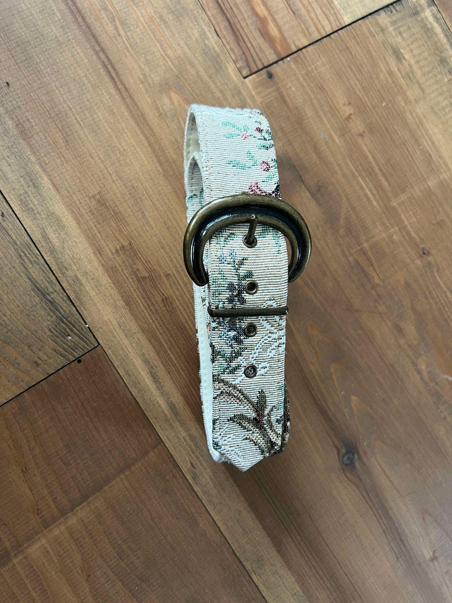 Vintage Jacquard Belt With Beige Floral Pattern, Y2K 90s - Etsy