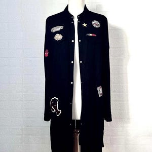 Veste Longue noir avec Patch broderie Oxygen Y2K / taille medium