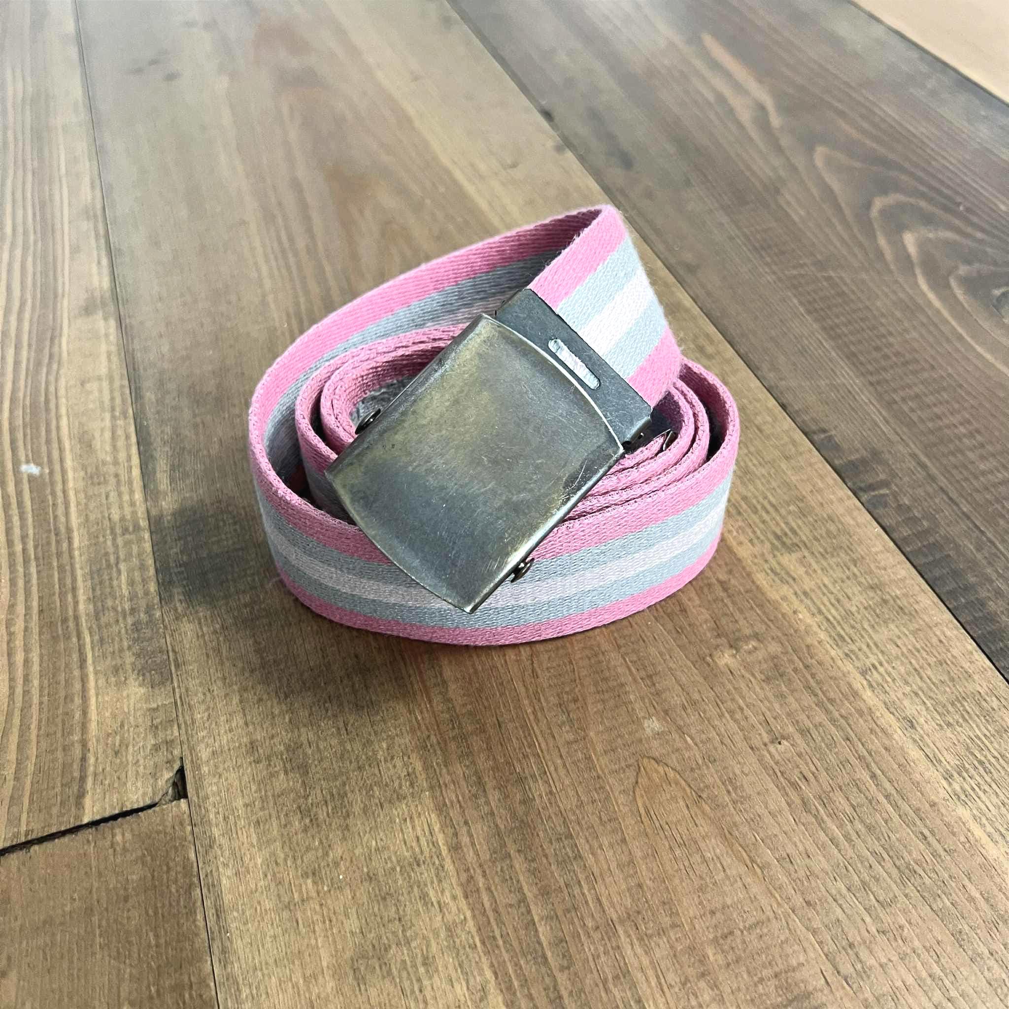 Y2K Unisex Adjustable Pink and Grey Striped Cotton Belt - Etsy