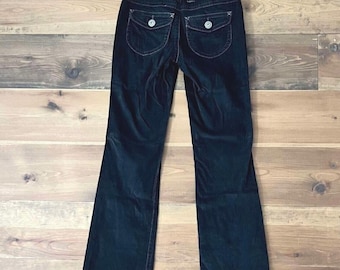 Slim corduroy jeans, low rise, flared leg, petite size