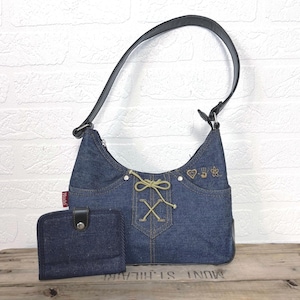 Petit Sac à épaule Y2K en jeans avec porte carte