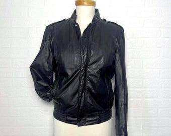 Vintage 1970s leather motorcycle jacket
