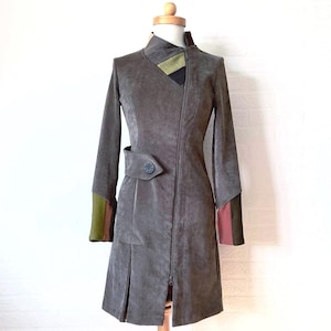 Robe Myco Anna vintage en velours côtelé mince écoresponsable, fermeture éclair Y2K / Fabriqué au Québec, Canada / Taille 1 Petite