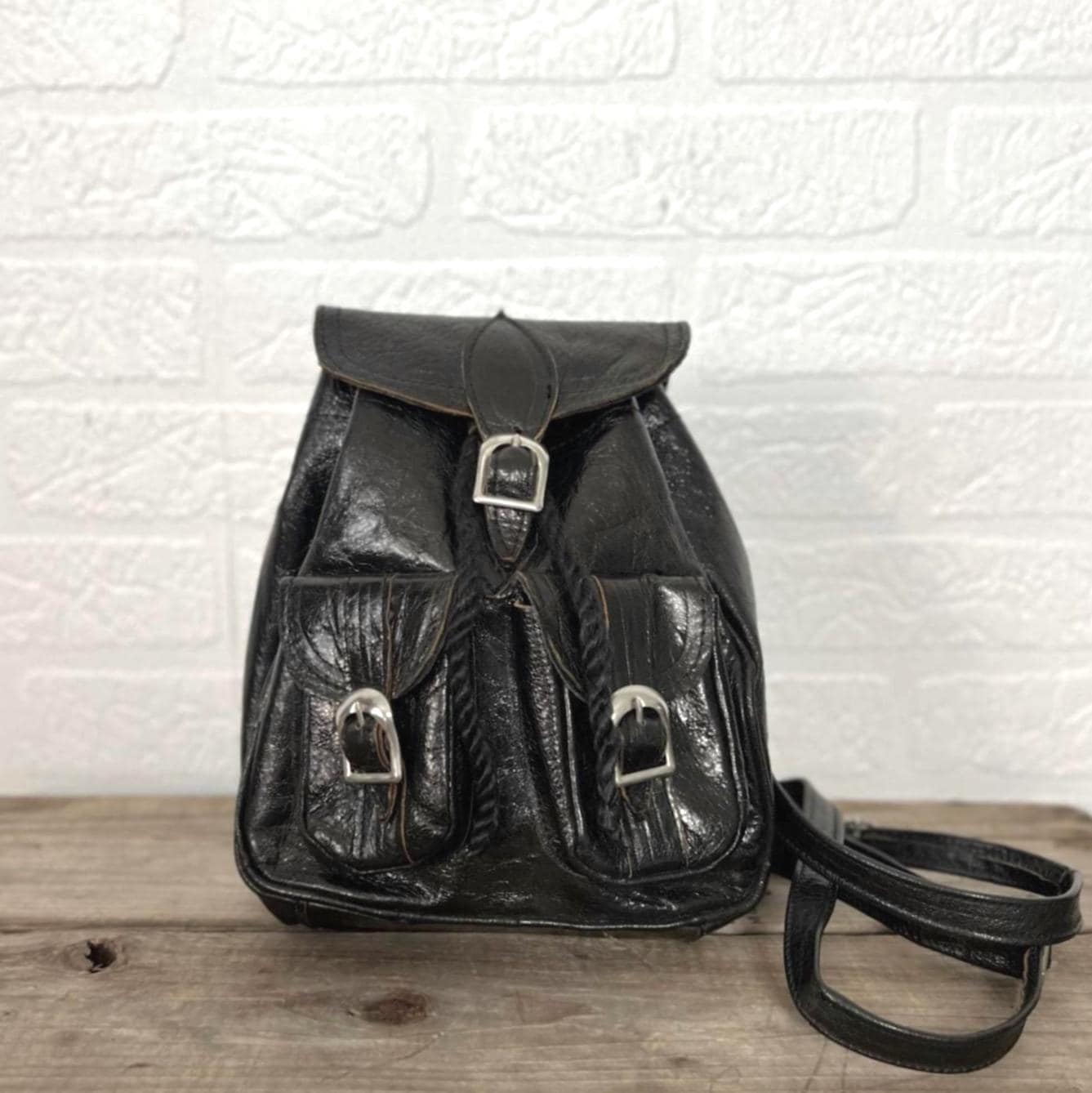 【y2k】ys limi leather bag pack Small Vintage Y2k 90' Genuine Leather Backpack With Adjustable