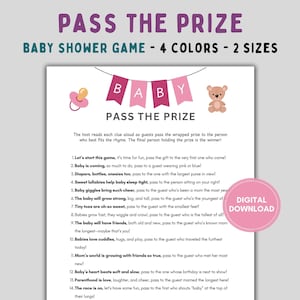 Pass The Prize Baby Shower Game | Printable Baby Shower Pass The Present | Pass The Gift Baby Bundle | Pass The Prize Rhyme | Gift Activity