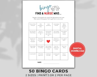 Printable Nurses Bingo Cards | Find the Guest Bingo Nurse Edition | Fun Nursing Staff Appreciation Game | Medical Team Building Icebreaker