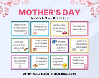Printable Scavenger Hunt for Mother's Day | Fun Treasure Hunt Game for Best Mom | Mothers Day Trivia Activity | Mom Appreciation Gift