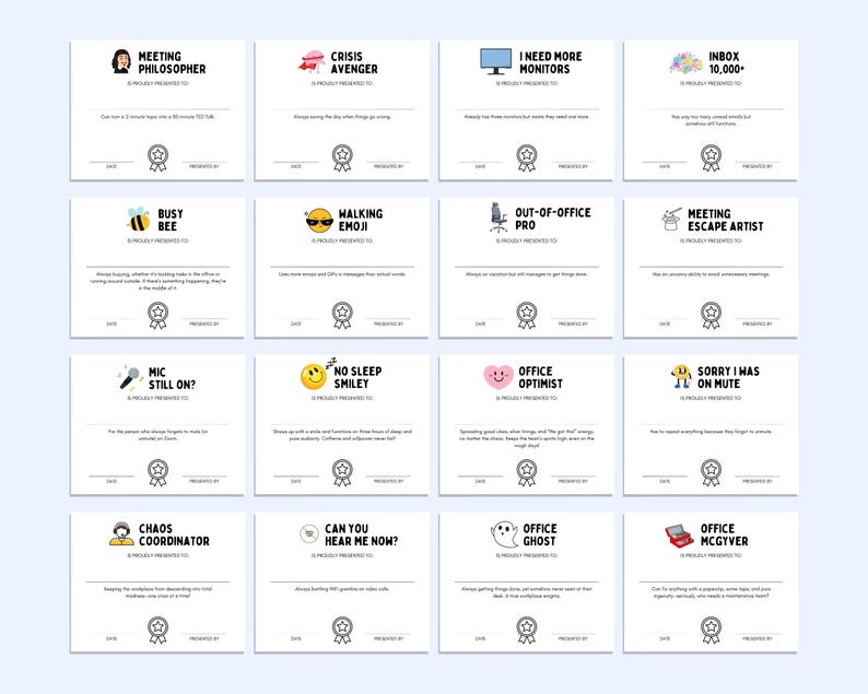 Funny Employee Appreciation Awards | Editable Office Superlatives ...