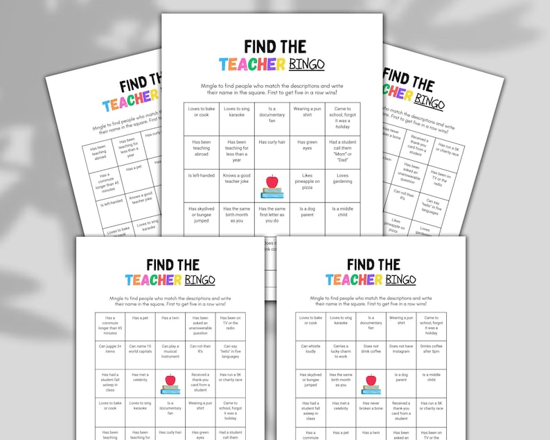 Teacher Bingo Game | Find the Teacher Appreciation Bingo Cards | Staff ...