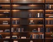 Illuminated Bookshelf Virtual Background: Zoom, Teams, Meet (4K Digital Download)