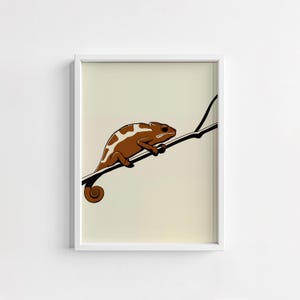 Chameleon Printable Wall Art: Colorful Reptile Digital Download, Unique Home Decor, Instant Download, Kids Room, Nature Illustration